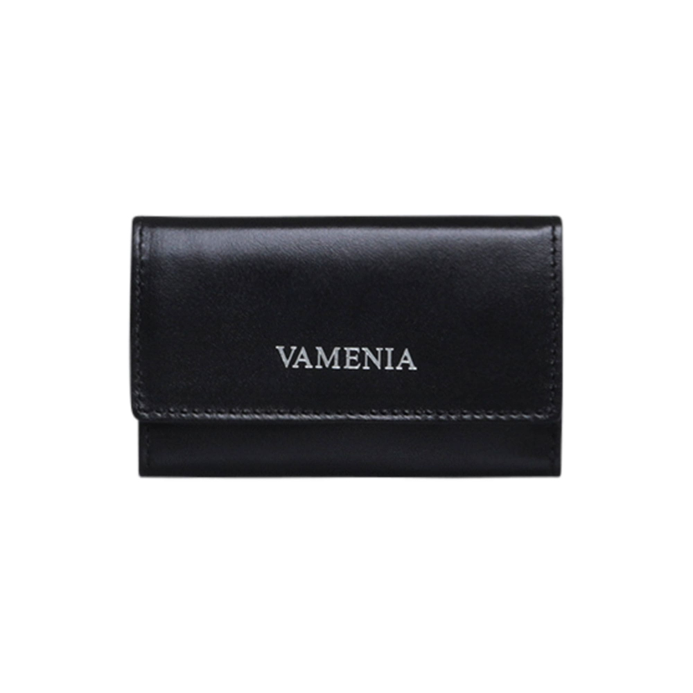 Key case made of stainless steel and calf leather black